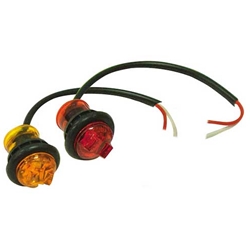 Buyers .75 Inch Round Marker Clearance Lights - 1 LED Amber With Stripped Leads