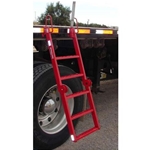 Deckmate Ladder attached to rub rail on flatbed trailer