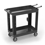 Luxor 32" x 18" Heavy-Duty Industrial Cart - Two Tub Shelves with Ladder Holder, Storage Hooks, and Spool Holder