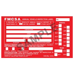 Annual Vehicle Inspection Label (Aluminum, English)