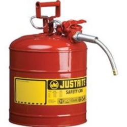 Red Metal Safety Can, Type ll, 5 Gallon Capacity, with 5/8" x 9" Flexible Metal Hose, for Gasoline